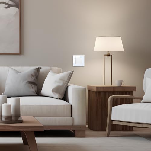 JIMEIDA Single Light Switch Glass White 1 Gang 1 Way Rocker Button Switch Modern Crystal Wall Panel,10A,250V - Image 3