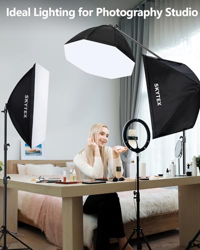 Image of Skytex Softbox Lighting Kit 3Pack, 20x28in Soft Box | 135W 5500K E27 Bulb Continuous Photography Lighting, Photo Studio Lights Equipment for Camera Shooting, Video Recording
