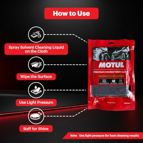 Image of Motul Microfibre Cleaning Cloth 460 GSM - Ultra Soft, High Absorbency, Scratch-Free, Reusable Multipurpose Cloth for Car, Bikes & Glass Cleaning