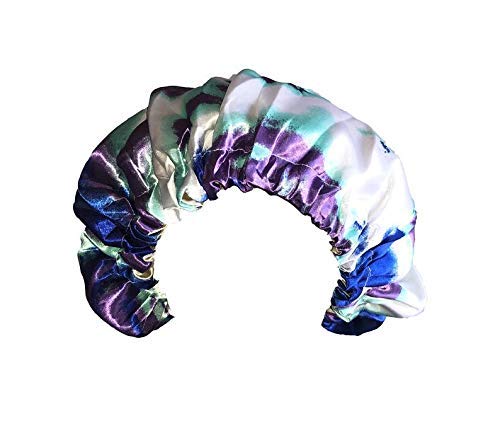 Jumbo Satin Bonnet for Black Women, Satin Bonnet for Curly Hair Sleeping, Satin Cap to Protect Hair. Adjustable, Extra Large, Double Layer, Reversible Bonnets for Natural and Long Hair