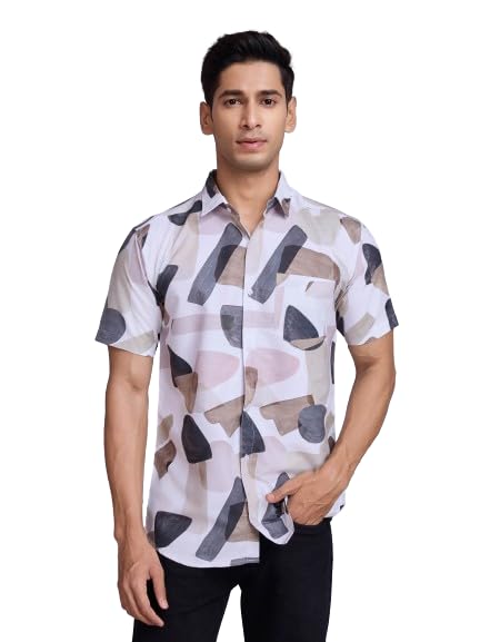 Image of Pinkmint Stylish Shirt for Men ll Printed Half Sleeve Shirt's ll Regular Fit Chest Pocket Shirt