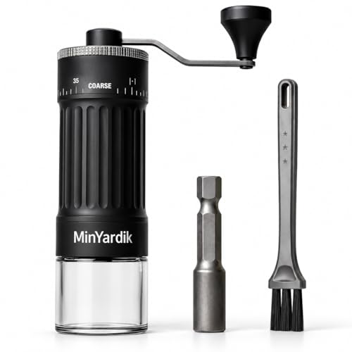 Minyardik Molinillo De Café Manual 2 En 1 Con Adaptador Hexagonal Para Atornillador 40 Niveles De Molienda Muelas Cónicas De Cerámica Espresso, Moka, Aeropress, Viajes Y Camper