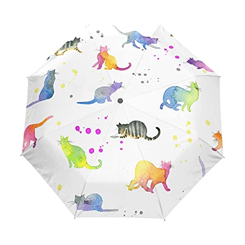 Parapluie pliable automatique motif chat contre le vent et la pluie