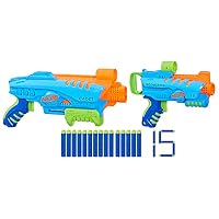 Nerf Elite Jr Ultimate Starter Set, 2 Easy Play Toy Foam Blasters, 15 Nerf Elite Darts, 2 Targets, Kids Outdoor Games for 6 Year Old Kids