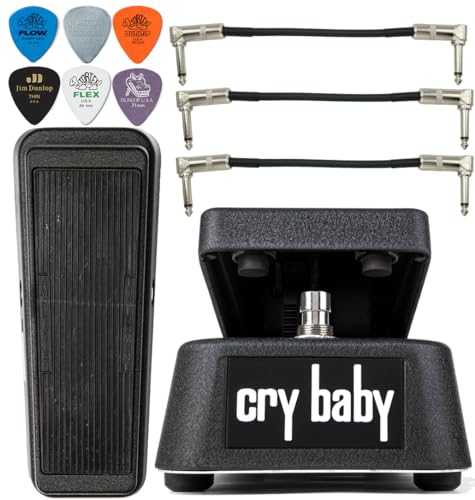 Dunlop Original Crybaby GCB95 Standard Wah Pedal Tonebird Effects Bundle with 2 Patch Cables 6 Dunlop Picks