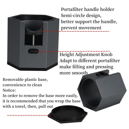 Dibtsa Coffee Portafilter Holder,Espresso Tamping Station Aluminum Alloy Espresso Portafilter Stand For Most 51Mm, 53Mm, 54Mm, 58Mm Coffee Portafilter (Hexagon,Grey) #TOP7
