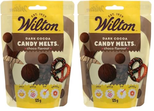 Wilton Candy Melts Cacao Oscuro Caramelos para Derretir con Sabor a Chocolate para Moldear, Sumergir y Decorar, Optimas para Cake Pops, Dulces, Tartas y Postres Revestidos, 125 g (Paquete de 2)