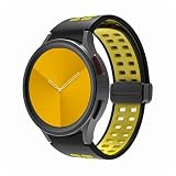 BDNJN Silicone Strap for Samsung Watch 4/5/6 40 44mm 5 Pro 45mm Band Magnetic Buckle Galaxy Watch 4/6Classic 42 43MM 46 47MM Watchbands(Black yellow,Watch 6 40mm 44mm)