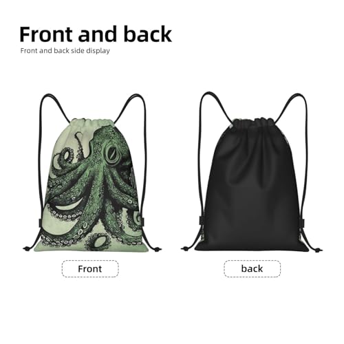 Drawstring Backpack for Women Men Gym Drawstring Bags Green Octopus String Bag Swim Bag3