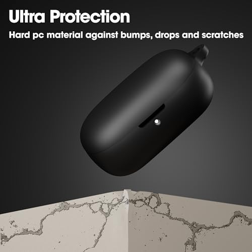 Image of Sounce Earphone Case Cover Compatible for Boult Audio Z20 Pro /Boult Audio Z20, Soft Silicone Skin Case Cover Shock-Absorbing Protective Case with Keychain [Front LED Visible] - Black