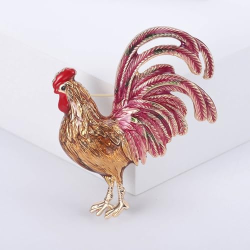 Image of Rooster Brooch Pins for Women, Chicken Brooch Pin, Cute Rooster Animal Brooch Lapel Pin, Bohemian Rooster Chicken Brooches Pins for Women Hat Bag Suit Dress Accessories