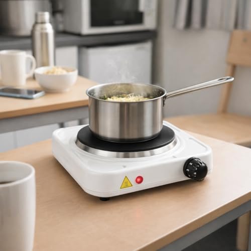 Image of WENGTY Single Electric Hot Plate for Cooking | Portable Electric Cooktop with Adjustable Temperature Control Knob | Compact Heating Plate for Home, Hostel, Office & Travel Use