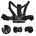 Camera Chest Mount Harness,Adjustable Phone Clip Holder with Chest Strap Fixation Bracket,JShaped Base,for Action Camera/Mobile Phone
