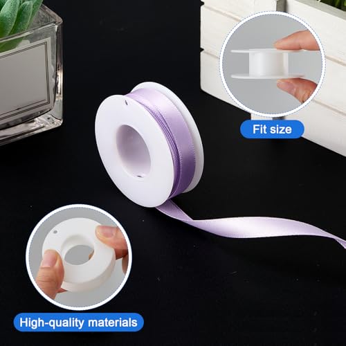 Image of Weysat 60 Pack Empty Plastic Spools for Storing Chains and Ribbons White Wire Weaving Bobbins Thread Spools Ribbon Chain Tape Spools for Embroidery Thread Yarn Ribbon Crafts Sewing 2.2x0.79 Inch