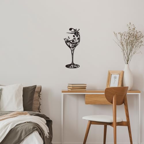Oubasa Black Metal Wall Art for Kitchen - A Glass of Dancing Notes, Wine Decor for Dinning Room, Bar Metal Sign, 5.7 x 14.2inches by Oubasa - Used condition - Image 5