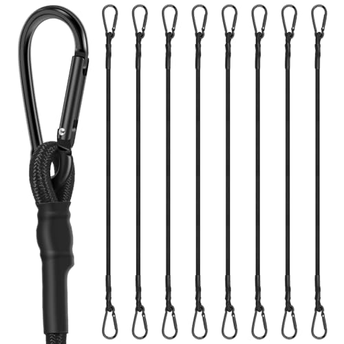 8Pcs Adjustable Bungee Cords with Carabiner Hooks, 12/24/48inch Heavy Duty Outdoor Camping Accessories Rope Elastic Strong Elasticity Strap for Securing Tarps Luggage Tent Bikes Cargo (24in)