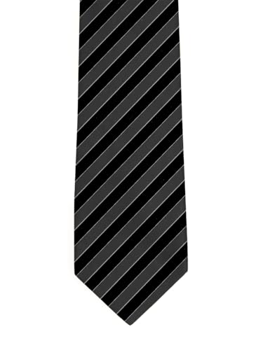 Image of BLACKSMITH Black & Grey Stripe Neck Tie for Office Wear, Formal Ties for Men - 3 inch Smart Width Necktie