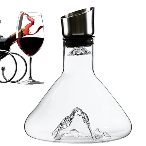 Jarra de vino de vidrio – Diseño curvo elegante, amplia base de ventilación, cuerpo de vidrio transparente, pico de vertido liso | Cenas degustaciones Servicio de mesa Inicio Bar Servicio Rojo Blanco