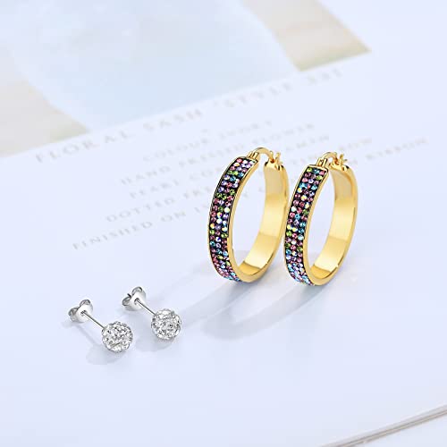 Lanfuni Gold Plated Crystal Hoop Earring, Circle Earring Hoops, Sparkly Crystal Earrings For Women Fashion Jewelry #TOP2