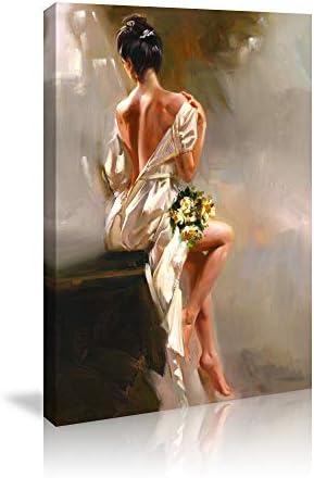 QIANQING Home Decor Wall Art Canvas Prints Bathroom Bedroom Living Room Wall Decoration Nude Woman Art Stretched and Framed Painting Poster on Canvas