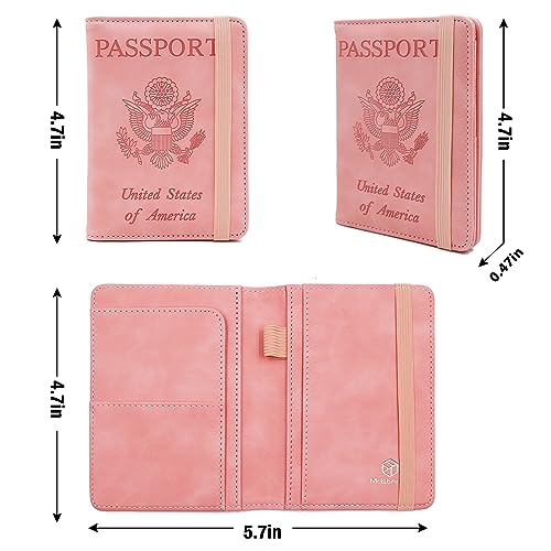 Image of Melsbrinna Premium Leather Passport Holder Covers Case, Waterproof Rfid Blocking Travel Wallet Passport Holder with Pen Holder, Cute Passport Book for Women /Men