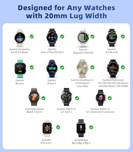 Image of 20mm Metal Watch Band Compatible with Garmin vivoactive 6 /5 /3, Forerunner 570 42mm /55 /245 /645, Garmin Venu, Mesh Stainless Steel Replacement Strap Clasp Wristband for Men Women,CGold