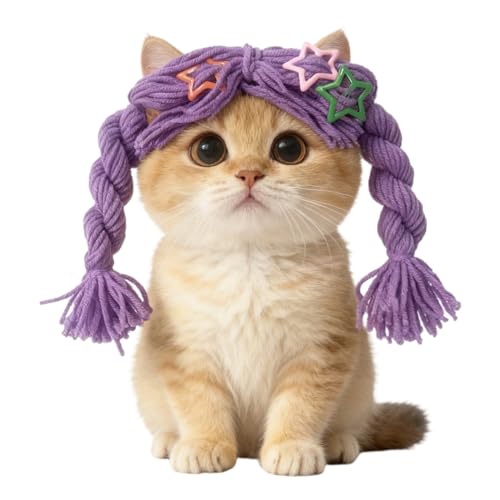 犬用ウィッグ - かわいいペット用品ブレード - 子猫風ウィッグ コスプレヘッドギア,小型・中型・大型犬と子猫用 家庭写真 ロールプレイ ハロウィン パーティー クリスマス 誕生日 休日