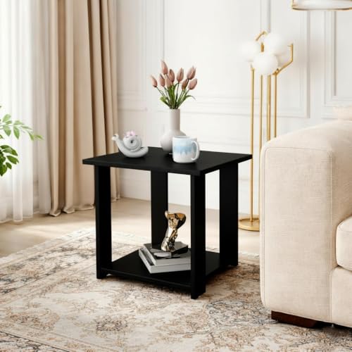 Image of SPYDER CRAFT Exotic Wood Bedside Table for Bedroom|Wooden Modern Side Tables for Bedroom|Side Table for Bed Room|Corner Table for Bed Room (Finish Color -Black, DIY(Do-It-Yourself))