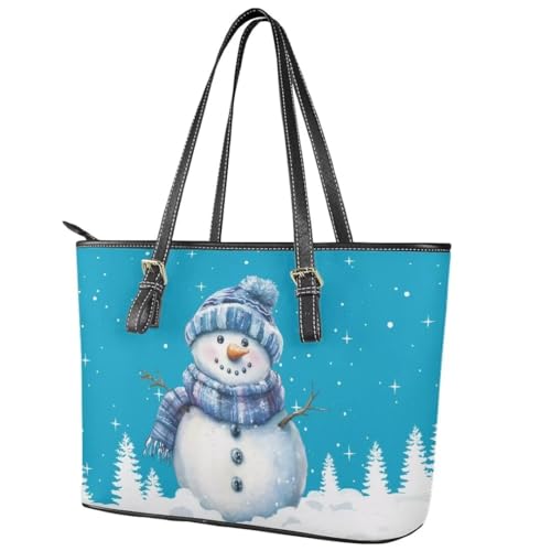 Image of Coldinair Christmas Leather Tote Bag for Women with Zipper Large Shoulder Tote Bag Shopping Casual Travel Bag Handbag Purse