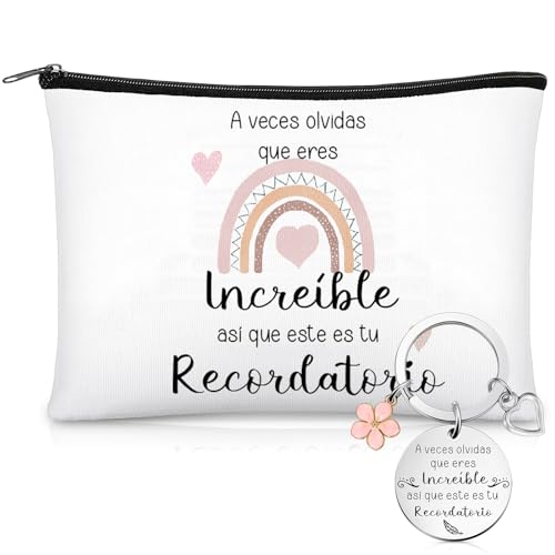 Xuniea Sets de Regalo de Incentivo Incluir 1 Bolsas de Cosméticos de Inspiradora y 1 Llavero Motivacional Set de Regalo de Agradecimiento Regalo de Intercambio de Trabajo para Cumpleaños Navidad