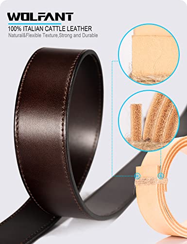 Image of WOLFANT Full Grain Leather Belt for Men,1.5 inch Italian Real Solid Leather | All-Day Comfy Durable Leather Belt for Casual, Work and Daily Wear