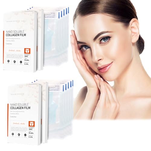 Skinifyx Hydrolyzed Collagen Patches Korean Collagen Face Mask Nano Soluble Collagen Film Mask Deep Collagen Anti Wrinkle Lifting Mask Dissolving Collagen Mask for Face and Neck (10PCS/2Box)
