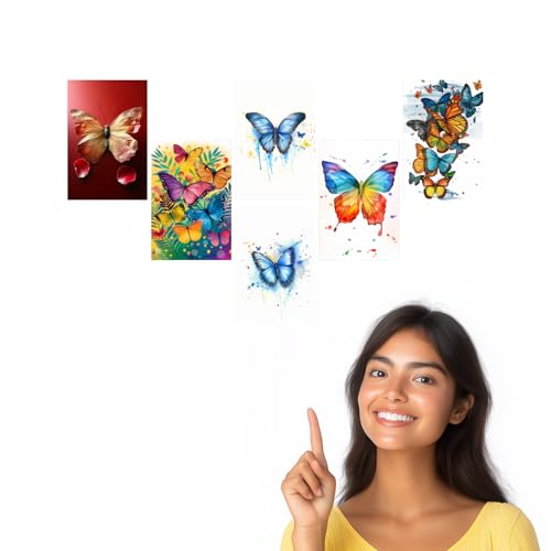 Image of SiddArtify Vibrant Butterfly Art Print Set - Set of 2-4x6 Inch - Board (Pack of 6) - Sticker (Pack of 6) Wall Room Decoration art Poster Prints