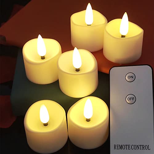 Image of 12 Pack Realistic and Bright Flickering Battery Operated Flameless LED Tea Lights Candles Remote,tealight Candles for Holiday, Weddings, Birthdays,Halloween,Christmas(Warm White)