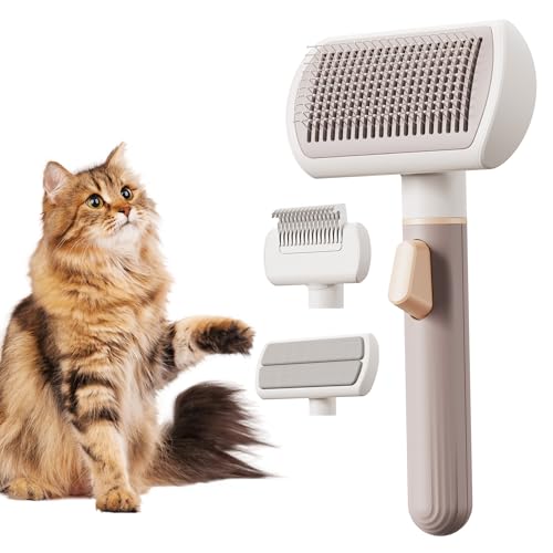 3 in 1 Long Hair Pet Grooming Kit, Long Hair Cat Brush, Pin Brush for Shedding, Undercoat Rake for Cats, Cat Detangler Brush, Pet Hair Removal Tool, Cat Brushes for Indoor Cats, Cat Comb,
