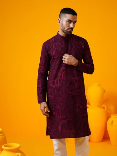 Image of SOJANYA (Since 1958 Men's Cotton Rayon Shiny Thread Sequinned Only Long Kurta
