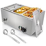 3-Pan Commercial Food Warmer – 1500W Electric Stainless Steel Food Warmer, 6.9 QT Steam Table Pan with 86-185°F Temp Control for Catering, Restaurants, Buffets (21 QT Total Capacity)