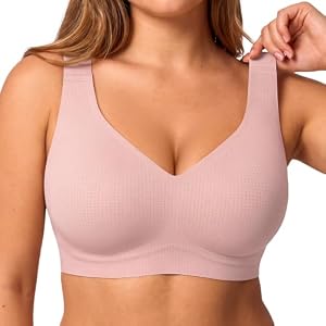 NIASOUL Wireless Bra for Women, Wide Strap Breathable Full Coverage Bra