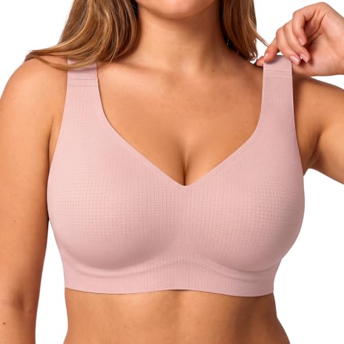 NIASOUL Wireless Bra for Women, Wide Strap Breathable Full Coverage Bra