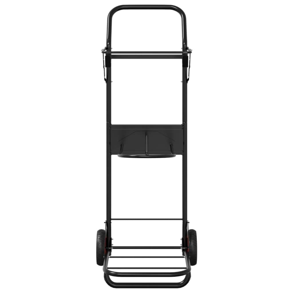 vidaXL Carrito de Silla de Montar Plegable Acero Negro, Carro de Silla de Montar, Carrito de Montura, Estante portátil sobre Ruedas, Carro de arreos