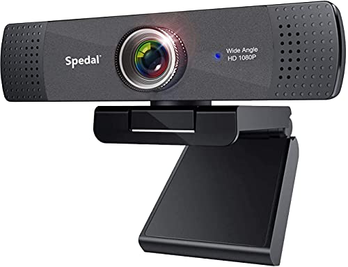 Cámara Web Full HD 1080p Webcam Streaming Gran Angular Cámara con Micrófono USB Cámara Plug y Play para PC Webcam para Skype, Youtube Vídeo Radiodifusión Compatible con Windows, Mac