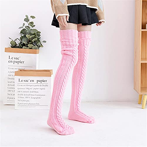 Image of YELAIVP Women's Cable Knitted Thigh High Boot Socks Extra Long Winter Stockings Over Knee Leg Warmers