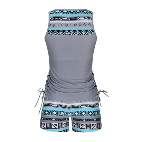 Tankini deux pièces imprimé fleurs taille haute pour l'été