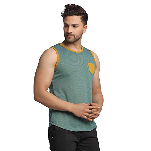 Image of RIGO Men's Striped Slim Fit Vest (SD01211054 Green