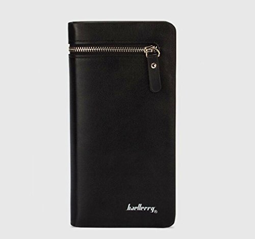 Men's Leather Fashion Wallet Pocket Card Clutch Bifold Purse (Black)2