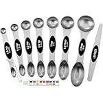 Spring Chef Stainless Steel Magnetic Measuring Spoons Set with Strong N45 Magnets, Heavy Duty Metal Kitchen Gadgets for Baking & Cooking, Fits in Most Kitchen Spice Jars, Set of 8 with Leveler, Black