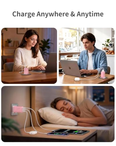 Image of Orca USB C Charger,GaN 3-Port 65W Charger USB C, Type C Fast Charging Block, Travel Ready for iPhone 17 /16 /15 Series,MacBook, iPad and More
