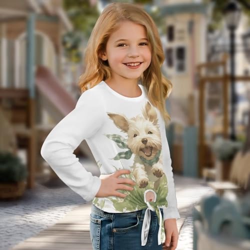 Belidome Girls Long Sleeve Front Tie Shirt Kids Novelty Fall T-Shirts 2025, Graphic Tee Tops Crewneck Tshirts 5-12 Years4