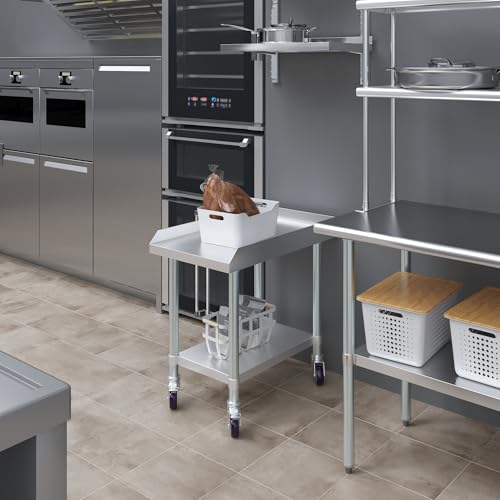 Image of AmGood Stainless Steel Equipment Stand with Undershelf + Casters, Heavy Duty, Commercial Grade, NSF Certified (30 inch Width x 18 inch Length + Casters)