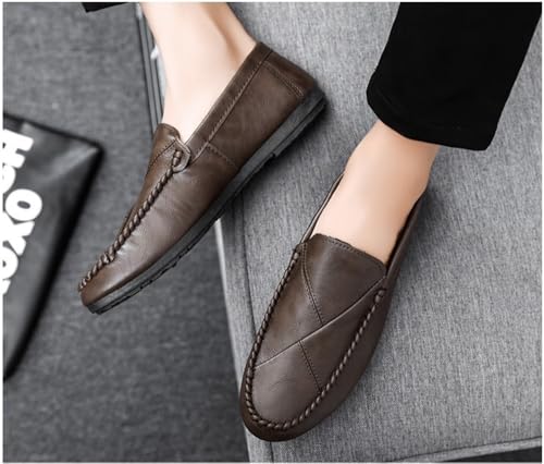 Mens Loafers Shoe Round Toe Solid Color Faux Leather Flat Heel Lightweight Comfortable Prom Slip-ons2